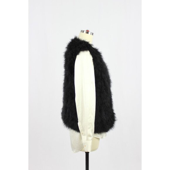 CLUB MONACO Violet Soot Black Genuine Feather Fur Vest, Size M - Picture 5 of 15
